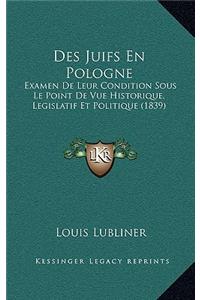 Des Juifs En Pologne: Examen De Leur Condition Sous Le Point De Vue Historique, Legislatif Et Politique (1839)