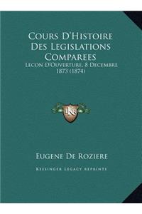 Cours D'Histoire Des Legislations Comparees
