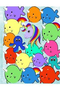 Cute Kawaii Baby Narwhals Unicorn Rainbow Notebook