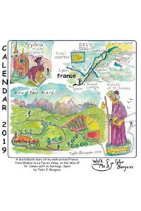 Calendar 2019 France, Way of St. James Path from Geneva to Le-Puy-En-Velay