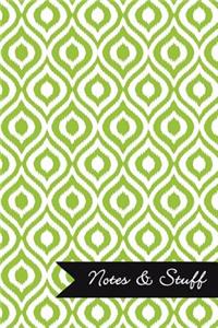 Notes & Stuff - Lime Green Lined Notebook in Ikat Pattern