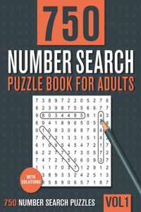 750 Number Search Puzzle Book for Adults