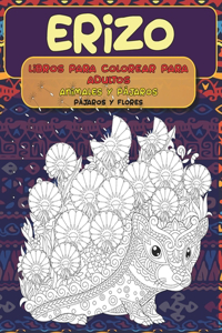 Libros para colorear para adultos - Pájaros y flores - Animales y pájaros - Erizo