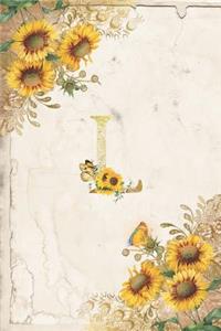 Vintage Sunflower Notebook: Sunflower Journal, Monogram Letter L Blank Lined and Dot Grid Paper with Interior Pages Decorated With More Sunflowers: Small