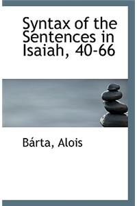 Syntax of the Sentences in Isaiah, 40-66