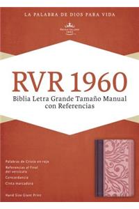 RVR 1960 Biblia Letra Grande Tamaño Manual con Referencias, borravino/rosado símil piel