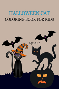 Halloween Cat Coloring Book For Kids Ages 4-12