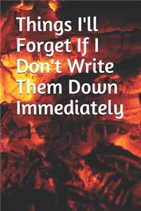 Things I'll Forget If I Don't Write Them Down Immediately