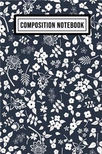 Floral Wide Ruled Composition Notebook