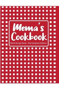 Mema's Cookbook Blank Recipe Book Red Gingham Edition