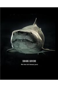 Shark Lovers Wide Ruled 8x10 Notebook Journal