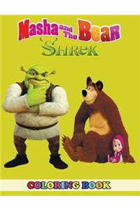 Masha and the Bear and Shrek Coloring Book: 2 in 1 Coloring Book for Kids and Adults, Activity Book, Great Starter Book for Children with Fun, Easy, and Relaxing Coloring Pages