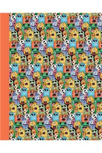Sketch Journal: Doodle Monsters (Orange) 8x10 - Pages Are Lightly Lined with Extra Wide Right Margins for Sketching, Drawing, and Writing.