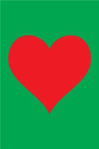 100 Page Blank Notebook - Red Heart on Lime