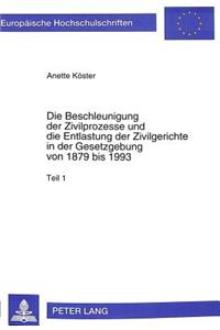 Die Beschleunigung der Zivilprozesse und die Entlastung der Zivilgerichte in der Gesetzgebung von 1879 bis 1993