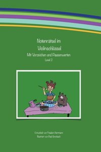 Notenrätsel im Violinschlüssel mit Vorzeichen