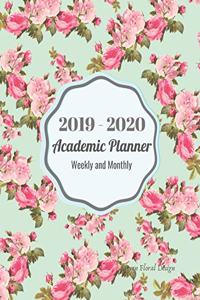 2019-2020 Academic Planner Weekly and Monthly Cyan Floral Design