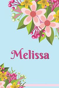 Melissa Personalized Blank Lined Journal Notebook