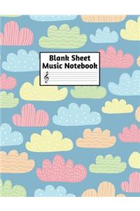 Blank Sheet Music Notebook: Easy Blank Staff Manuscript Book Large 8.5 X 11 Inches Musician Paper Wide 12 Staves Per Page for Piano, Flute, Violin, Guitar, Trumpet, Drums, Cell