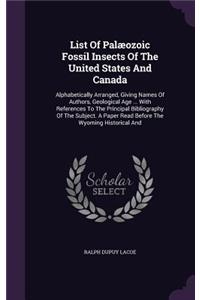 List Of Palæozoic Fossil Insects Of The United States And Canada