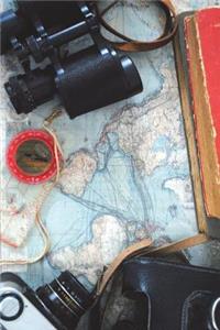 Binoculars on a Map Journal: 150 Page Lined Notebook/Diary