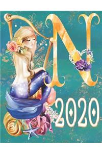 2020 Weekly Planner - Monogram Mermaid Initial 