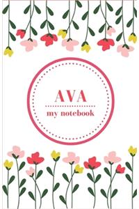 Ava - My Notebook - Personalised Journal/Diary - Fab Girl/Women's Gift - Christmas Stocking Filler - 100 lined pages
