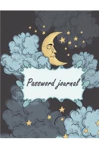 Password Journal: Black Sky, Modern Password Keeper, Vault, Notebook and Online Organizer, Password Log Book with Tabs Alphabetized, 120 Pages 8.5