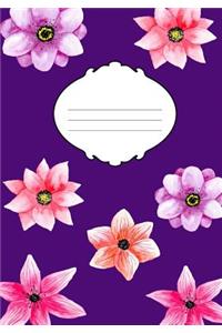 Composition notebook .Floral design softcover. Wide Ruled Line Paper