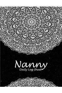 Nanny Daily Log Sheet: Black and White Mandala, 8.5
