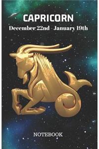 Capricorn December 22nd to January 19th Notebook: Capricorn Notebook Composition Journal Log Book