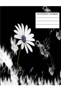 Black and White Daisy Wide Rule Composition Notebook