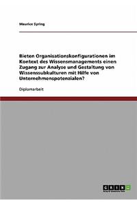 Bieten Organisationskonfigurationen im Kontext des Wissensmanagements einen Zugang zur Analyse und Gestaltung von Wissenssubkulturen mit Hilfe von Unternehmenspotenzialen?