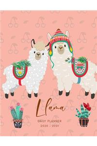 2020 2021 15 Months Llamas Daily Planner