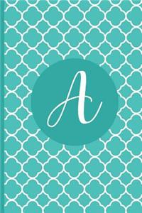 Letter a Personalized Monogram Cute Teal Quatrefoil Journal