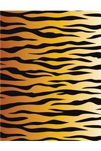 Tiger Print Notebook 8.5 X 11 inches 120 College Ruled Pages