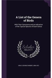 A List of the Genera of Birds: With Their Synonyma and an Indication of the Typical Species of Each Genus