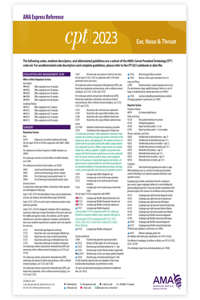 CPT 2023 Express Reference Coding Card: Ear, Nose, Throat