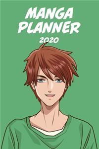 Manga planner 2020 [blue eyes boy red hair ] green background] [weekly] [6x9]