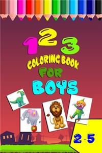 1 2 3 Coloring Book for Boys