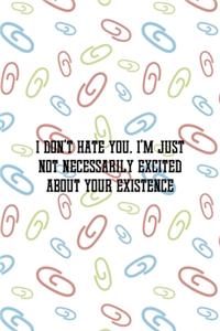 I Don't Hate You. I'm Just Not Necessarily Excited About Your Existence