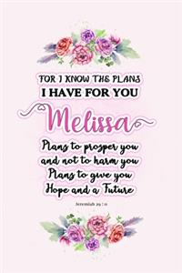 I know the plans I have for you Melissa