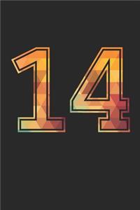 Blank Lined Journal, Notebook, Diary, Planner - 14 Lucky Number Sports Team No. 14 Age Year 2014 - 14th Birthday Gift For 14 Years Old Boys And Girls
