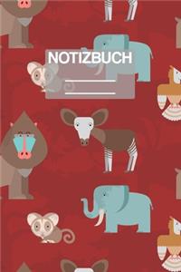 Notizbuch A5 Muster Suesse Tiere Affe Elefant