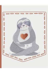 Sloth Hugging Heart Pocket