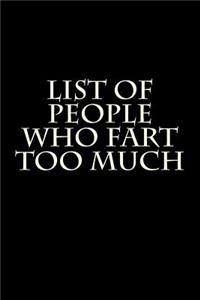 List of People Who Fart Too Much