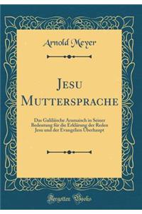 Jesu Muttersprache: Das Galilï¿½ische Aramaisch in Seiner Bedeutung Fï¿½r Die Erklï¿½rung Der Reden Jesu Und Der Evangelien ï¿½berhaupt (Classic Reprint)