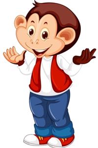 Cute Monkey Standing and Shrugging - Blank Lined Notebook