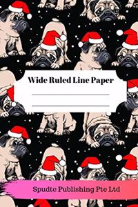 Cute Pug Theme Wide Ruled Line Paper