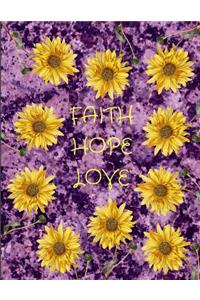 Faith Hope Love Sunflowers Purple Marble Journal Notebook 8.5 X 11 (150 Pages)